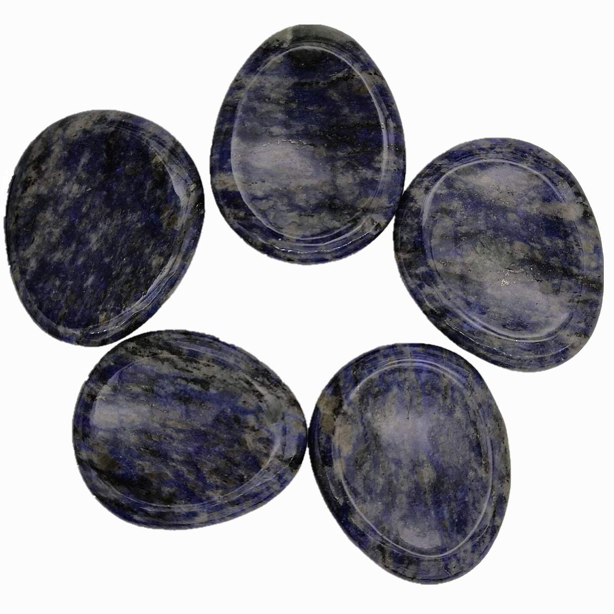 Loveliome Thumb Worry Stone, Stress Relax Healing Reiki Crystal Pocket Palm Stones,Opalite and Sodalite,Pack of 2