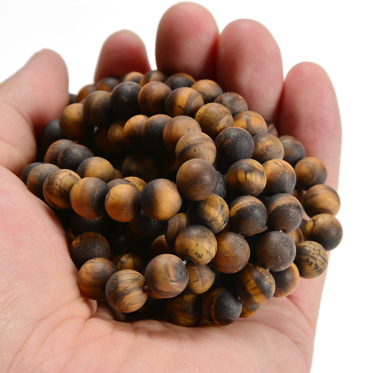 jodaying 10mm Yellow Tiger Eye Matte Round Natural Gematone Loose Beads for Jewelry Making DIY 1 Strand 15"