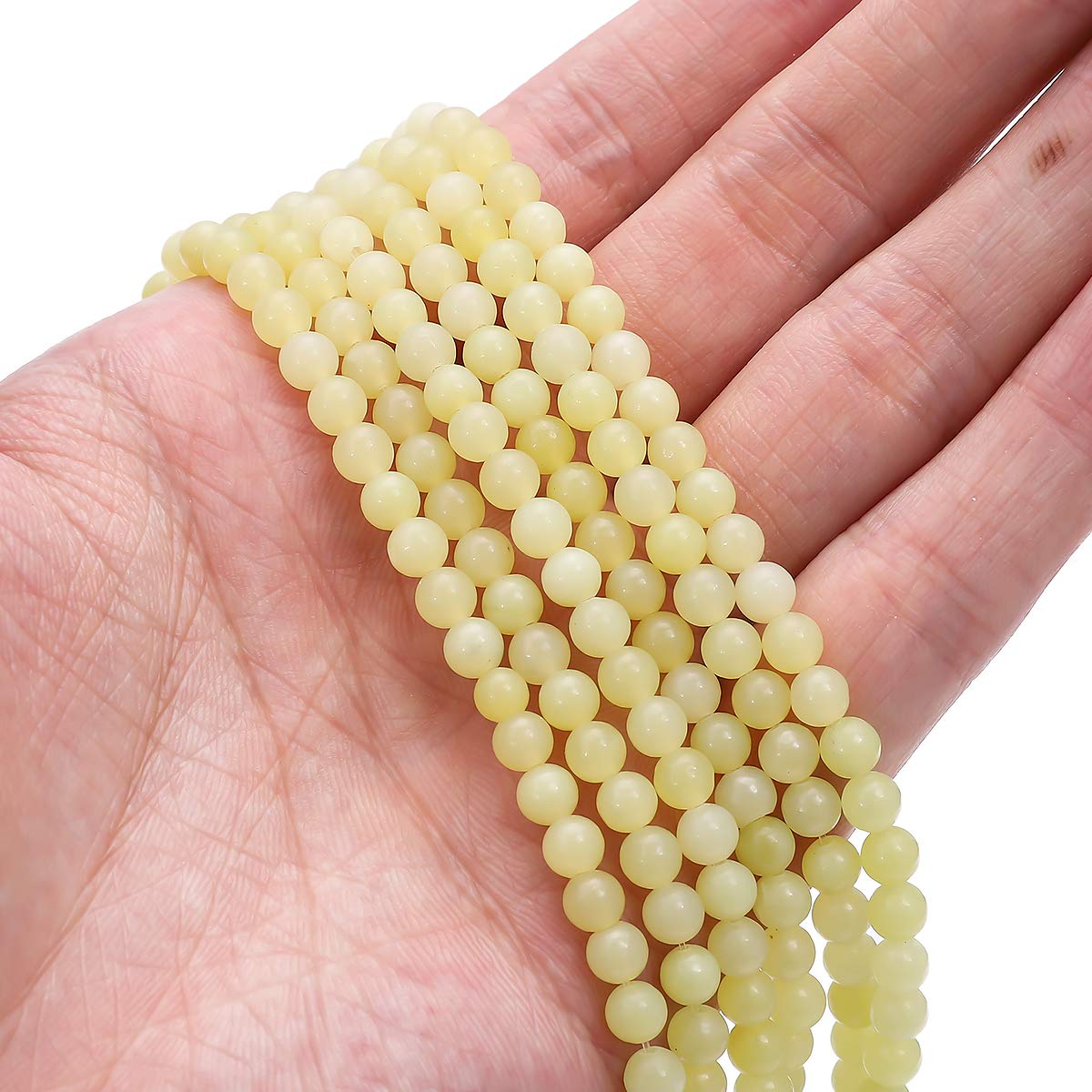BEADIA Natural Lemon Jade Stone Round Loose Semi Gemstone Beads for Jewelry Making 4MM 38cm/Strand