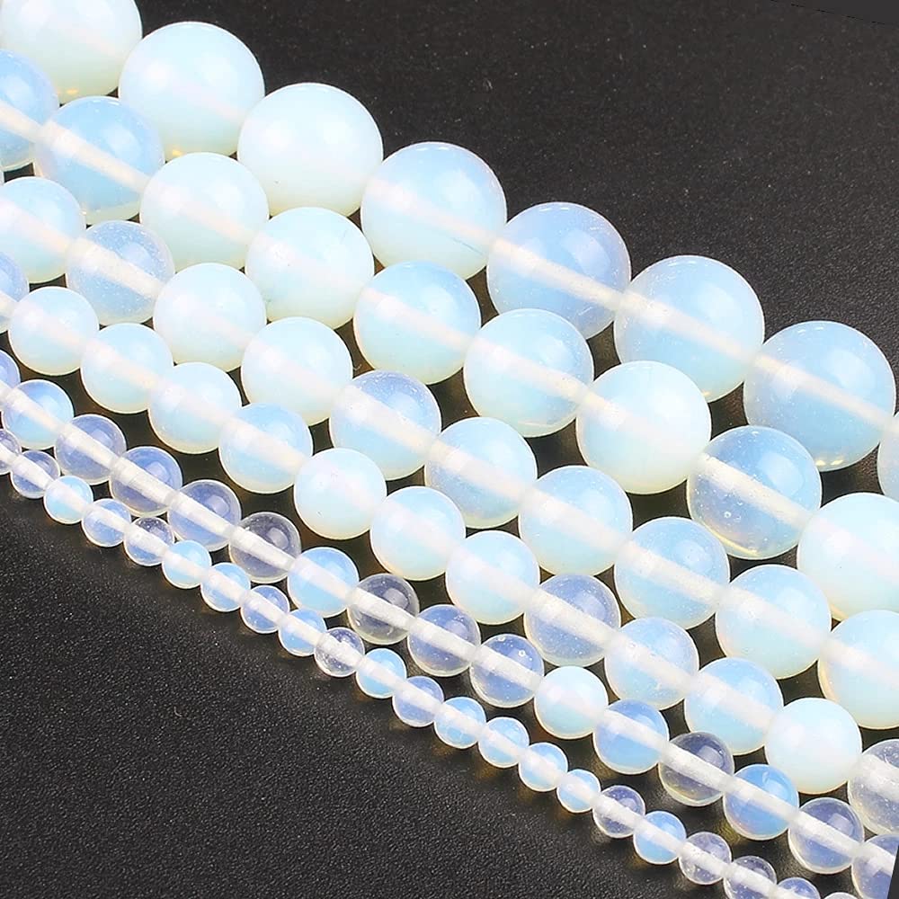 12mm 30pcs Beads White Moonstone Natural Stone Jewelry Findings Pendants Charms Loose Spacer Earrings Crystal Dangle Component Bracelet Making DIY (12mm, Opal)