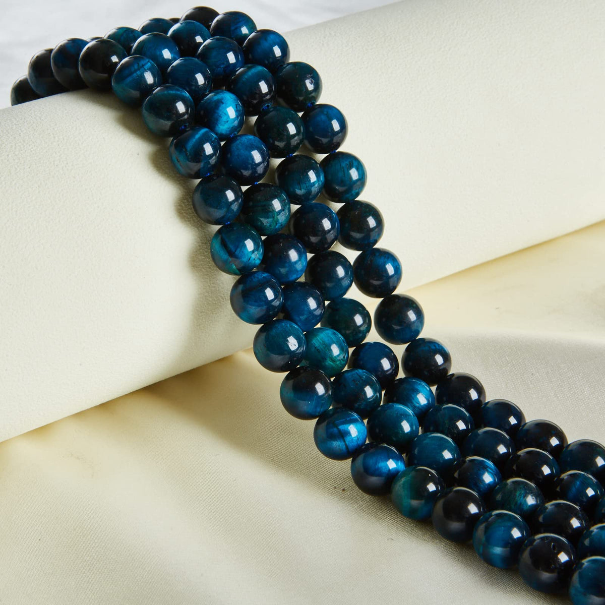 60pcs 6mm Aquamarine Tiger Eye Beads Natural Gemstone Beads Round Loose Beads for Jewelry Making