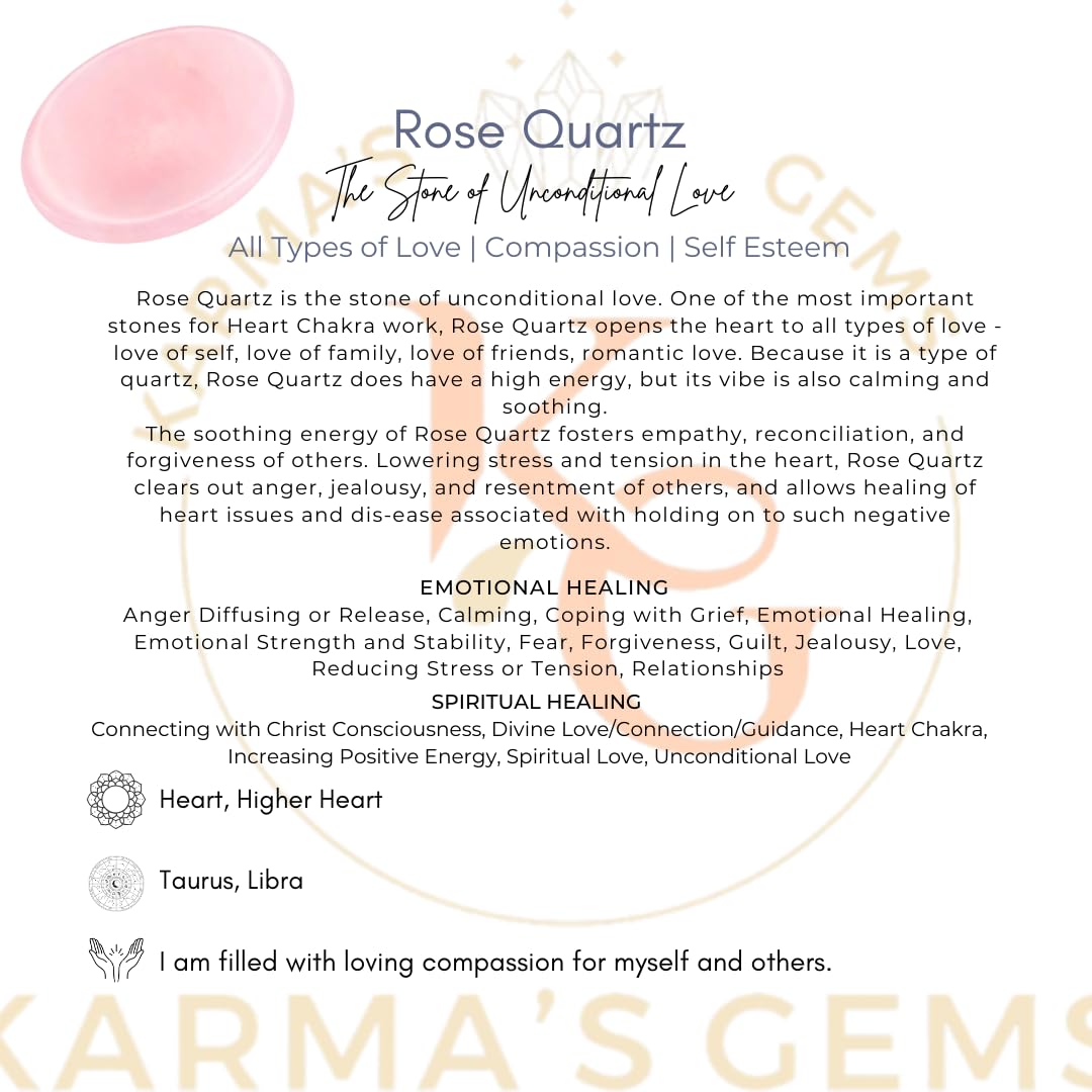 Rose Quartz - Rubbing Natural Thumb Worry Stone - Hold in Your Hand for Relaxation or Anxiety Relief - Enhance Meditation, Aid in Healing the Mind, Body and Spirit