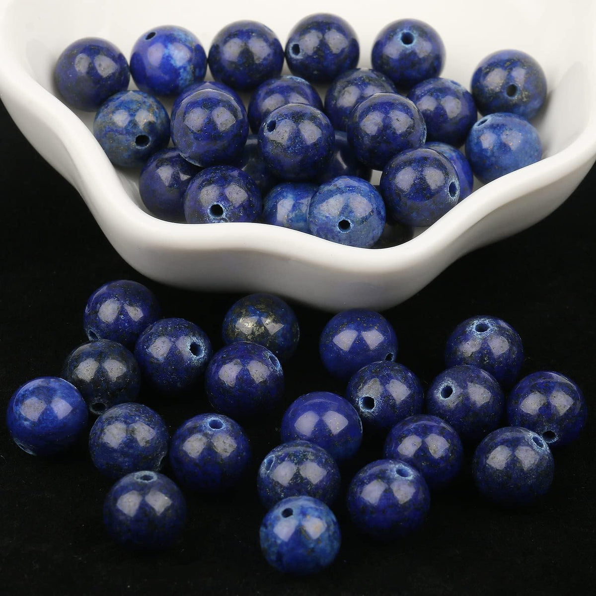 Yochus 60pcs Lapis Lazuli Beads,6mm Healing Power Natural Stone Round Loose Beads for Jewelry Making Earring Necklace DIY Crafts
