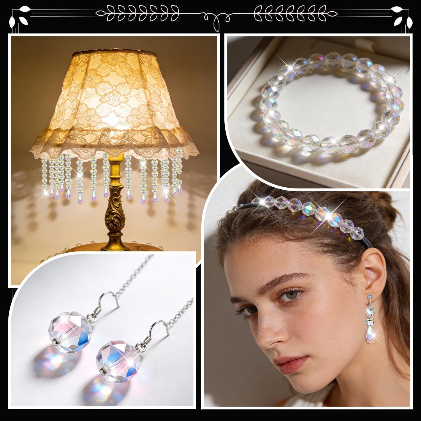 2836 Pcs Glass Beads for Jewelry Making – High Shine, Faceted Cut Design Crystal Beads, Crystal Beads with Loose Beads, DIY Bracelet Necklace Earring Craft Kit with Organizer Box, AB Color