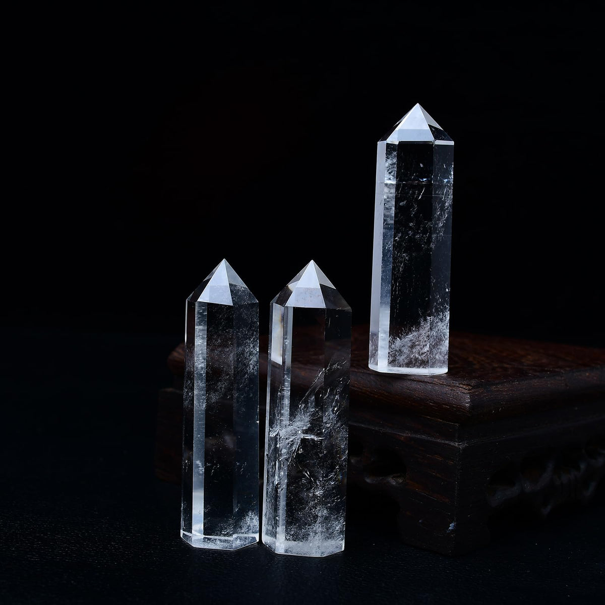 WUYOUSHI 1PCS Clear Quartz Healing Crystals Towers / 1.96-2.36" Natural Reiki Energy Wand Stone 6 Faceted Chakra Quartz Crystal Reiki Meditation Therapy Decoration Gifts