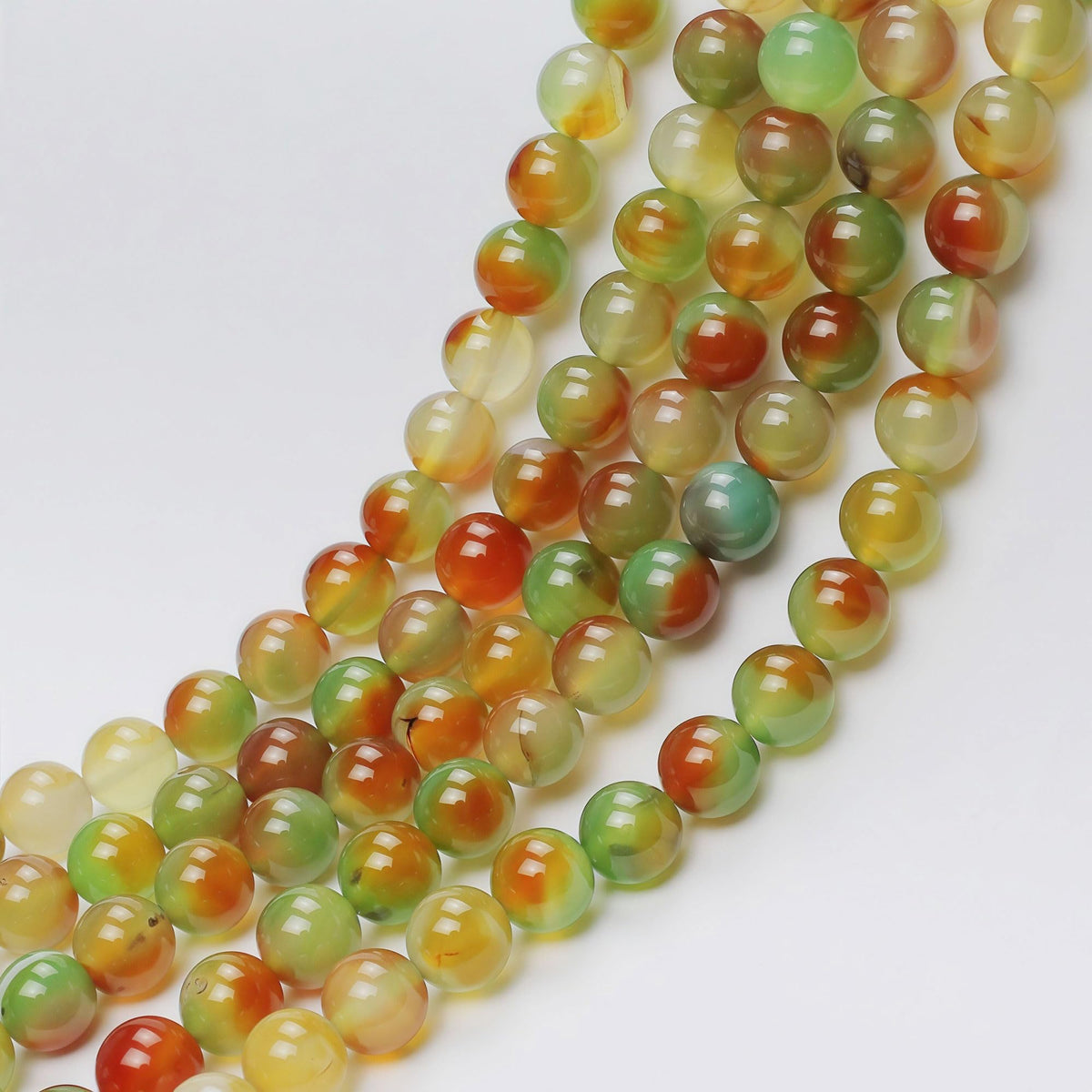 MJDCB Natural Peacock Agate Beads Red Green Agate Beads Round Stone Beads for DIY Necklace Bracelat Jewelry Making Strand 15" (8mm)