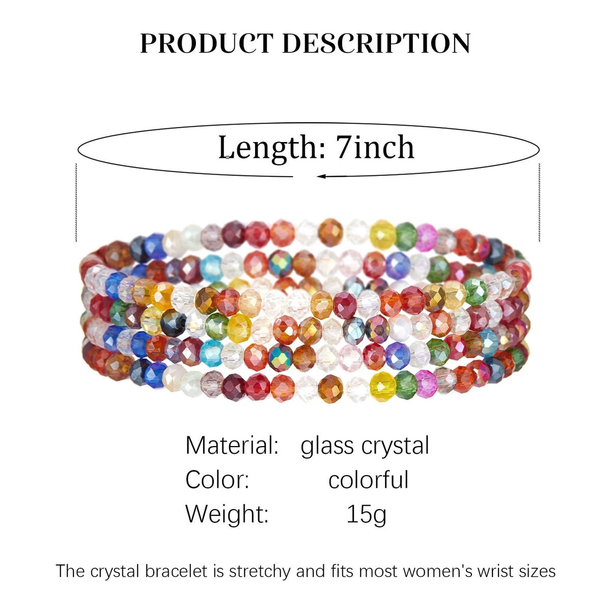 Noessla Beaded Boho Stretch Bracelet Colorful Stackable Crystal Beads Bracelets Trendy Costume Jewelry Mothers Day Gifts for Women(Colorful)