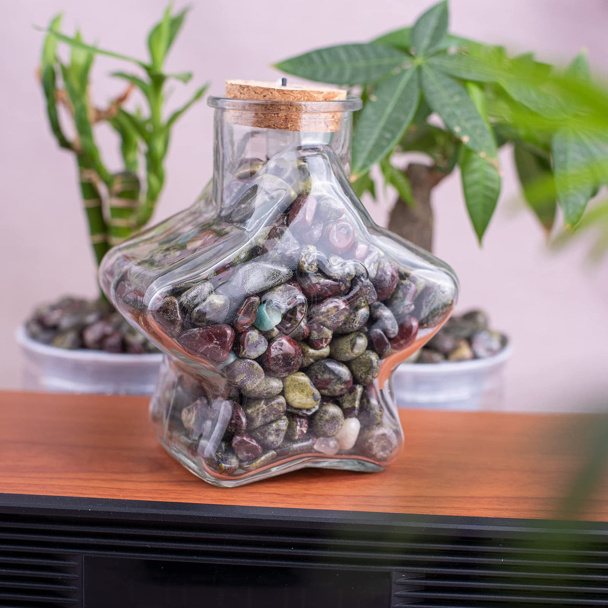 SigMntun Polished Dragon Blood Jasper Crystal Chips Set, 0.4", 128 Pcs - Handpicked Tumbled Stones and Crystals Bulk for Healing, Reiki, Meditation, Witchcraft and Home Decor