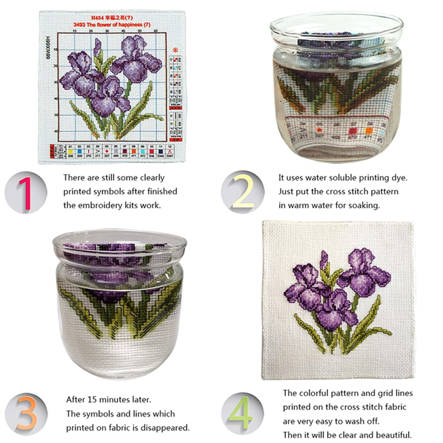 Funxvoot Stamped Cross Stitch Kits Beginners Full Range of Embroidery Kits for Adults 11CT Embroidery Patterns Needlepoint Kits Printed Cross Stitch Kits -(Colorful Flower Trees 18x18 inchs)