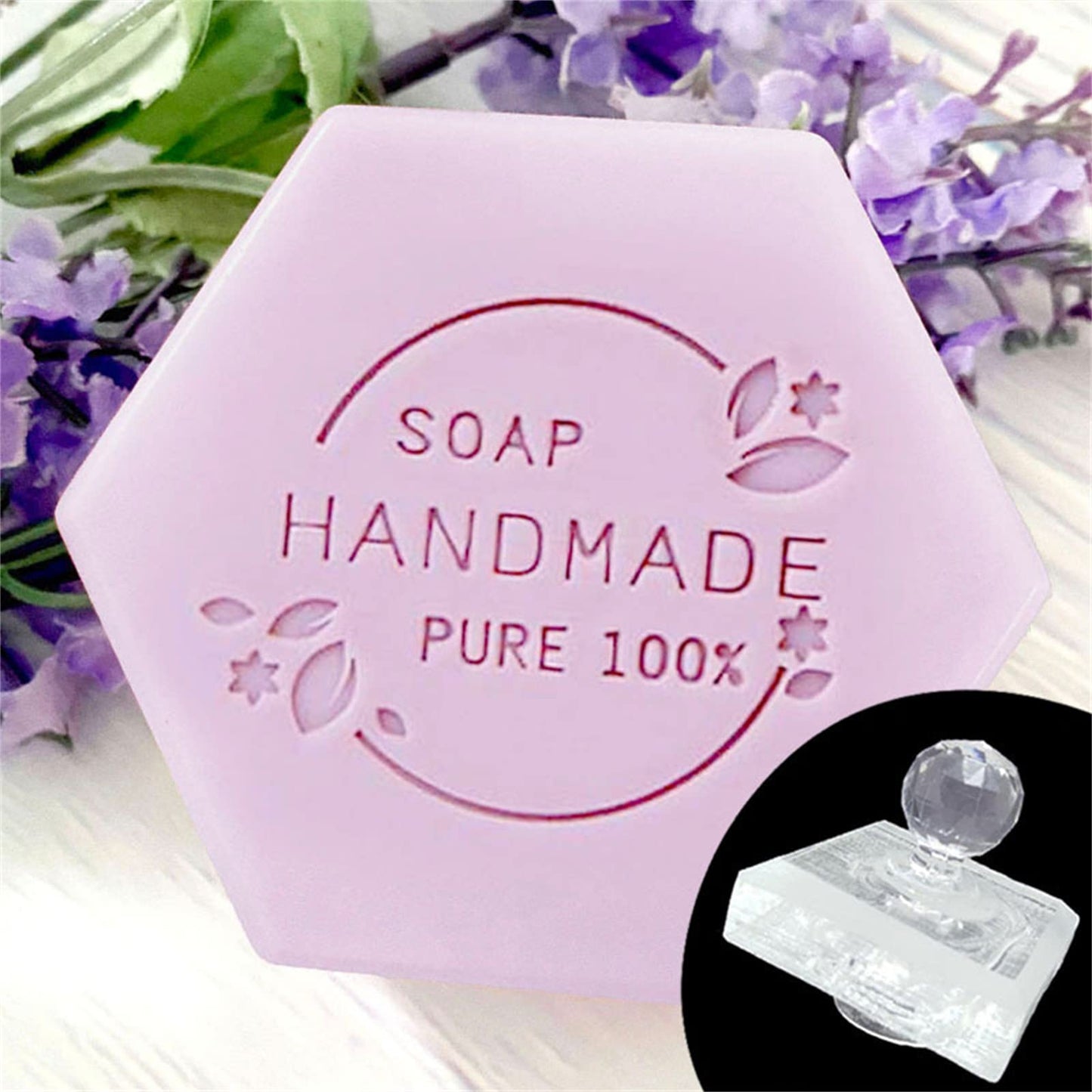 Acrylic Transparent Stamp Handmade Soap Words Embossing Stamp Personality Resin Crafts Acrylic Chapters (7, Handle)