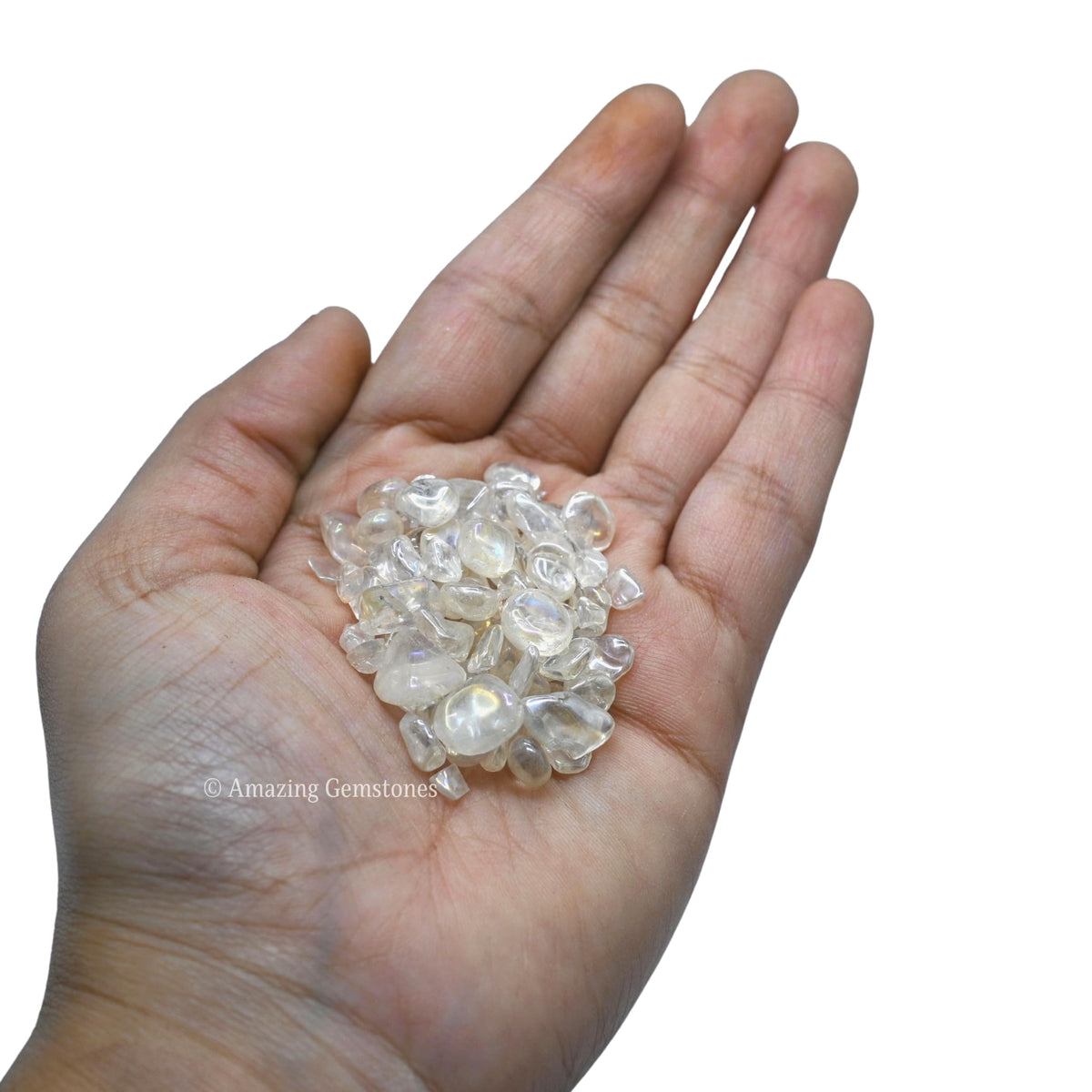 Amazing Gemstone Angel Aura Quartz Crystal Chips Aquarium Gravel Rocks - Bulk Fish Tank Gravel, Small Tumbled Stone Chips, Tiny Crystals for Decoration (Natural AAA Grade Gemstones), 1 Pound