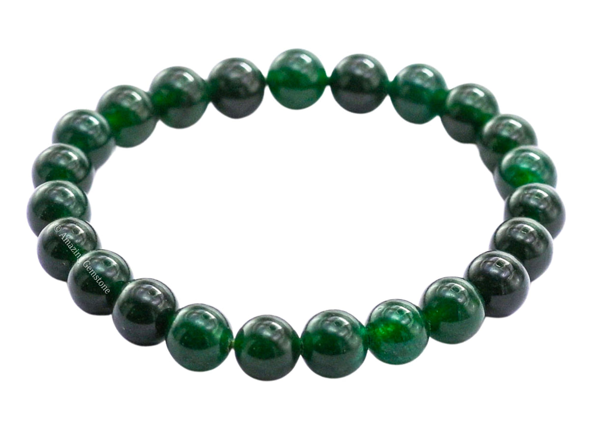 Amazing Gemstone Jade Bracelet, Green Jade Stretchable Beaded Bracelet, Unisex Adult Gift, 7 to 10.5 Inches
