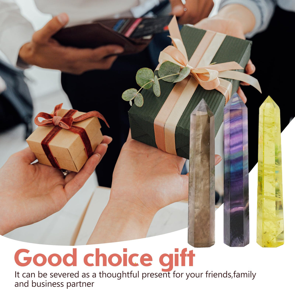 Apengshi 1PCS Natural Crystal Citrine Tower 5.9"-6.3" (15-16cm) 6 Faceted Single Point Prism Healing Crystal Wand for Meditation Reiki Chakra Therapy