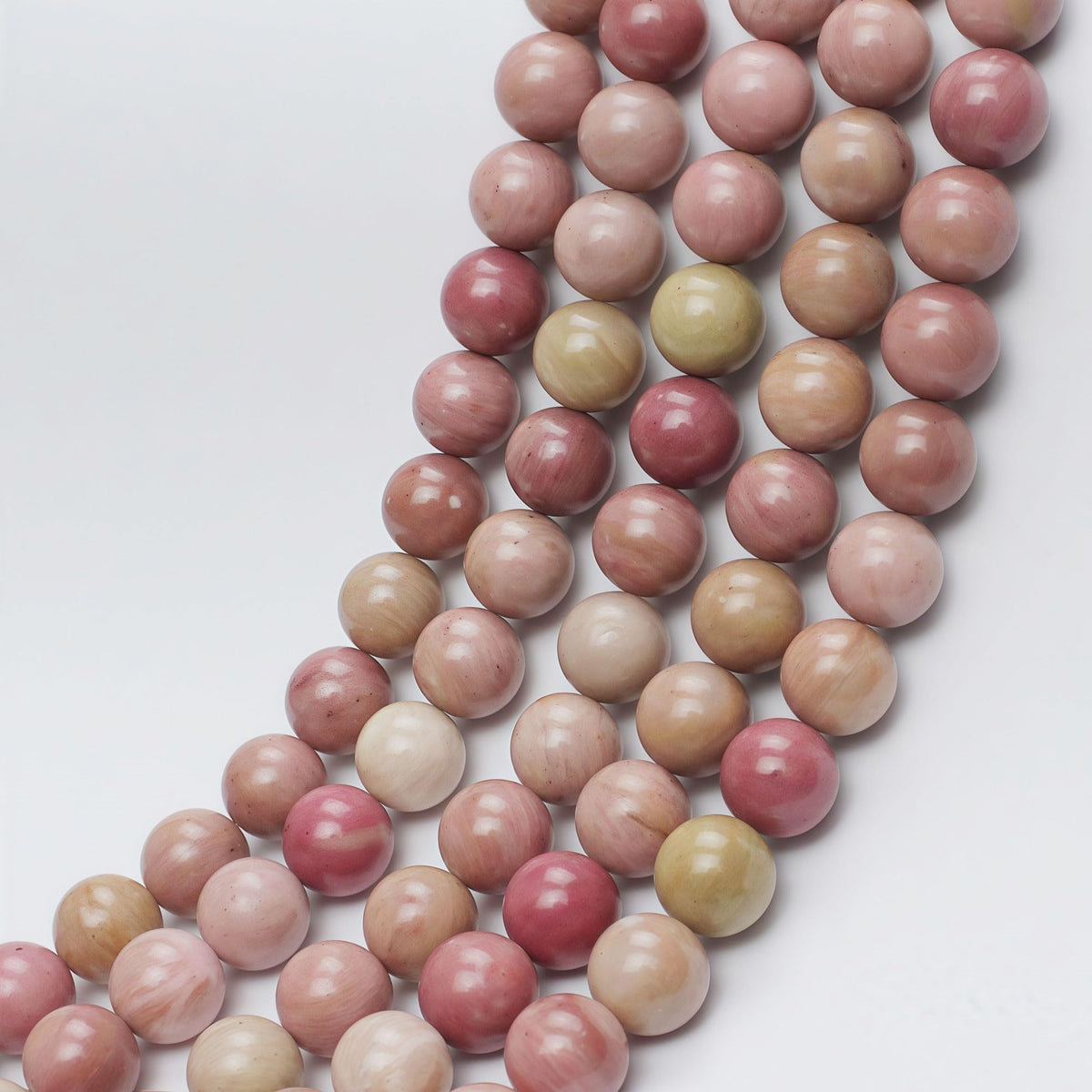 MJDCB Natural Red Stripes Rhodonite Round Stone Beads for Jewelry Making DIY Bracelet Necklace (6mm)