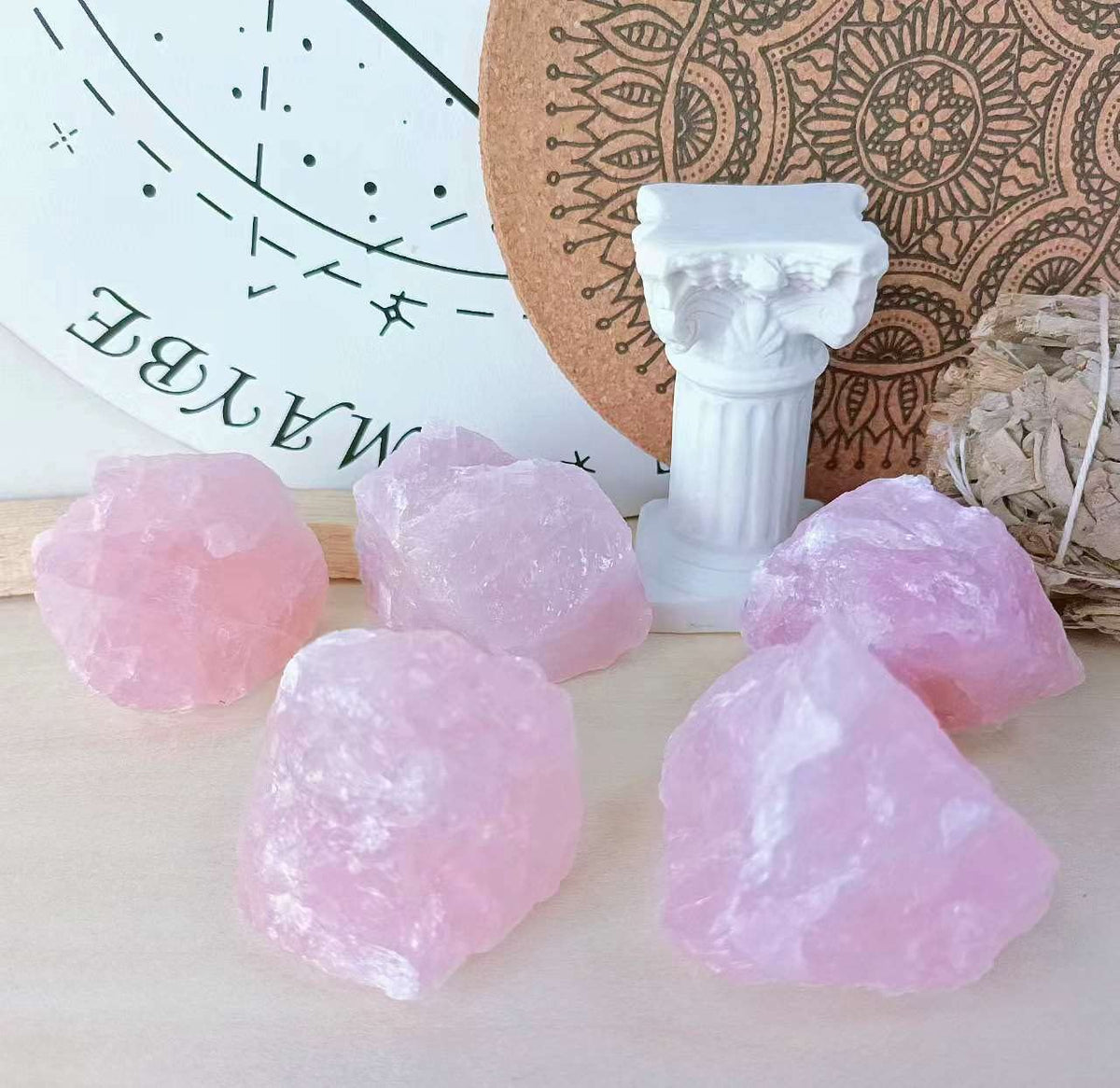 LAIDANLA Rose Quartz 2" Natural Rough Stones Crystal Large Raw Crystals Bulk Healing Gemstones for Reiki Healing Tumbling Fountain Rocks Wire Wrapping Decoration Cabbing Lapidary 4PCS 0.55lb