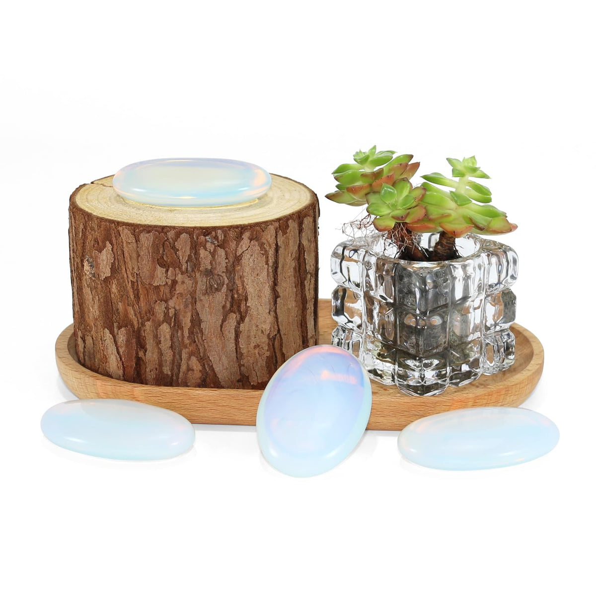 Nvzi Opalite Crystal Palm Stone, Worry Stones, Crystals and Healing Stones, Polished Rocks, Natural Gemstones, Chakra Stones for Healing Crystals Daily Use