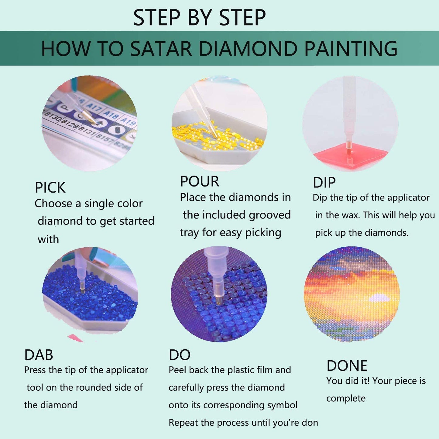 JATOK Diamond Painting Kits for Adults DIY Flowers Full Round Drill Cross Stitch Embroidery Pictures Arts Paint by Number Kits Diamond Painting Kits for Home Wall Decor (3 Sets