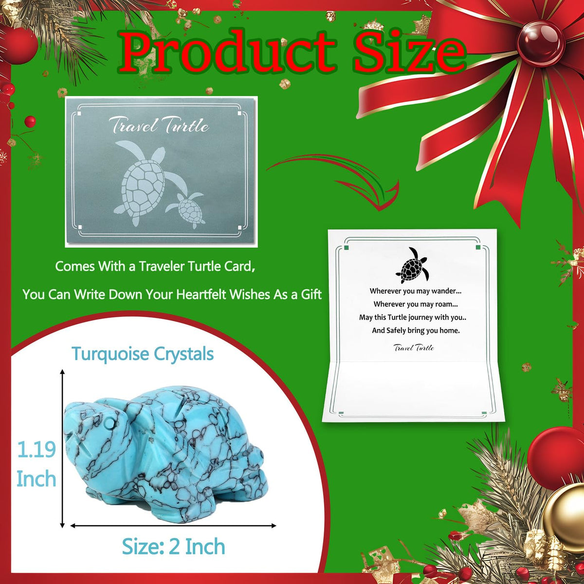 DUQGUHO 2" Travel Turtle Gift Decor Crystals Figurines Turquoise Crystal Best Turtles Travels Gifts for Women Traveling Travelers Cute Decorations