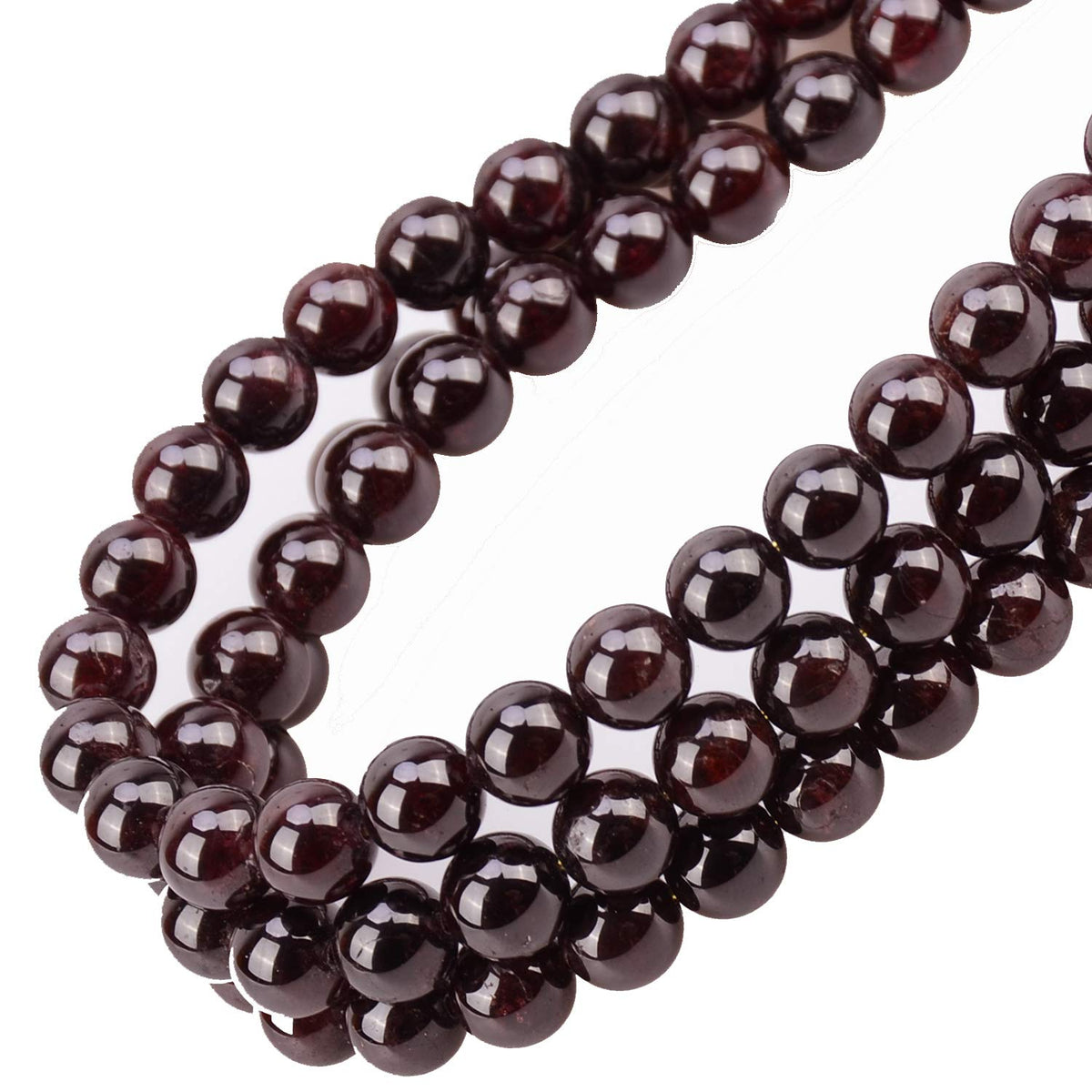 100Pcs Natural Crystal Beads Stone Gemstone Round Loose Energy Healing Beads with Free Crystal Stretch Cord for Jewelry Making (Garnet, 8MM)