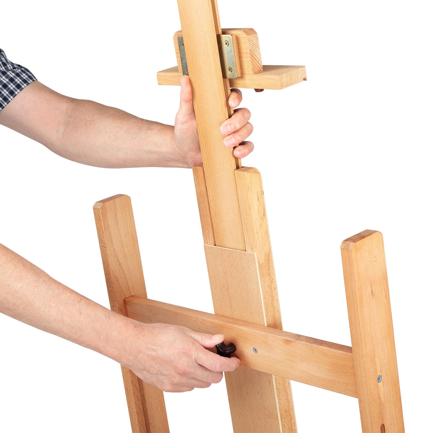 Creative Mark Carolina H-Frame Easel & EZ Rest Mahl Stick Bundle - Durable Light Weight, Adjustable Angle for Drawing and Painting - Natural Finish - Ideal for Artist