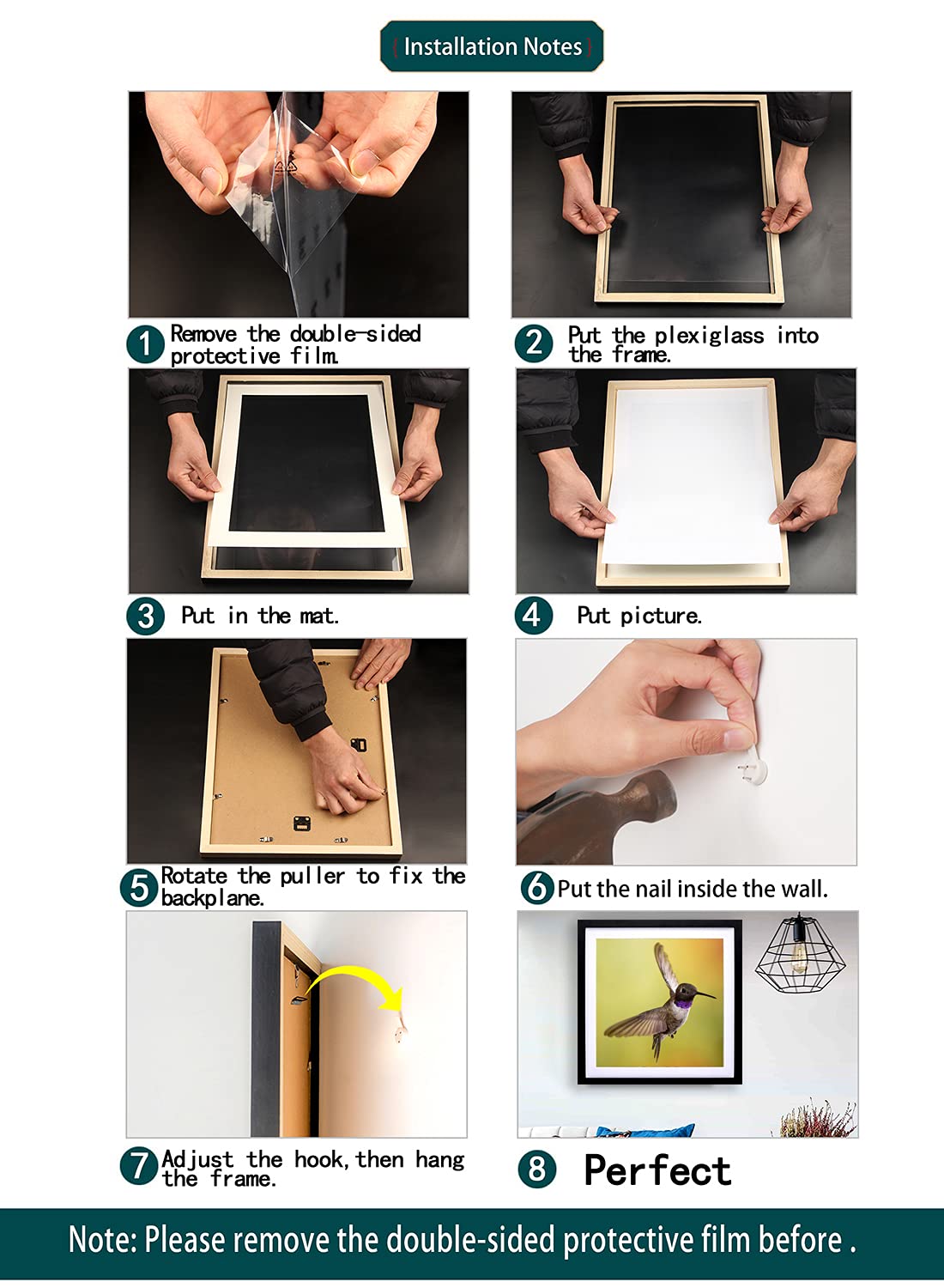 ZZFQXZ 12x12 Diamond Painting Frames 30x30cm Diamond Art Frames Display Picture10x10inch/25x25cm with Mat or Cavas 12x12inch/30x30cm Diamond Painting Frame Solid Wood Photo Frame Black(ZK001)