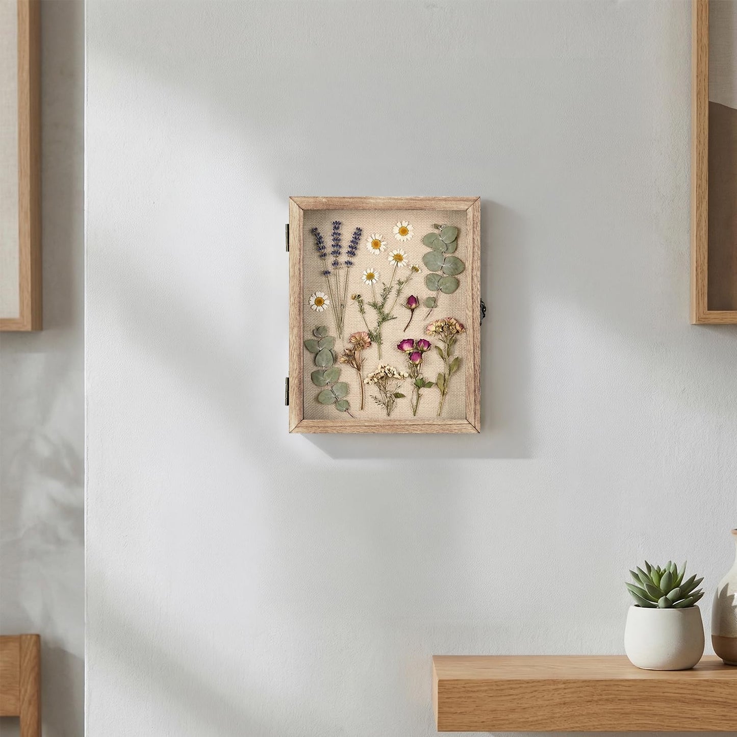 TILBLKUP Shadow Box Frame Display Case 8x10 Shadow Box with Linen Back, Real Glass Window Door with Hinge, Picture Frame for Memorabilia Medals Wedding Bouquet Collections, Memory Box for Keepsakes