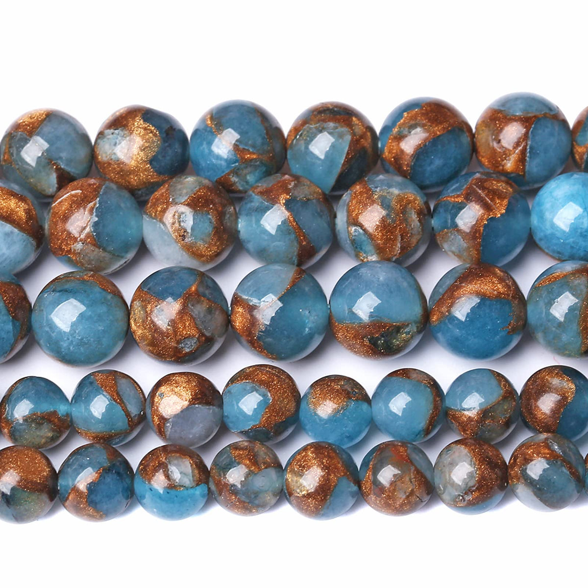 8MM 45PCS Lake Blue Cloisonne Craft Spacer Loose Beads for Jewelry Making DIY Bracelet