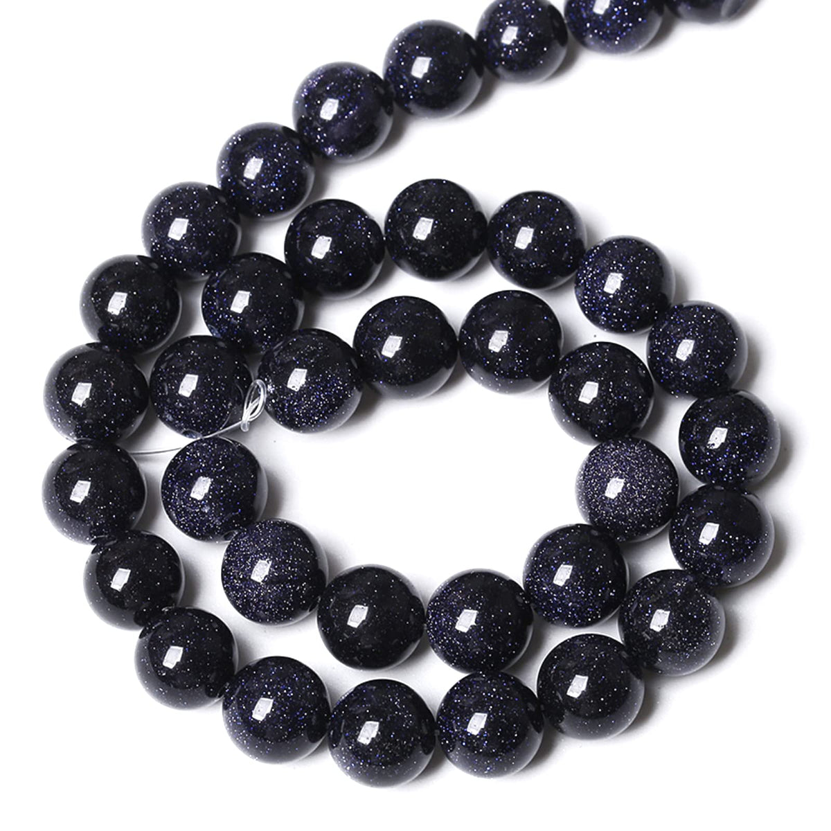 8MM 45PCS Blue Sandstone Spacer Loose Beads for Jewelry Making DIY Bracelet 1 Strand