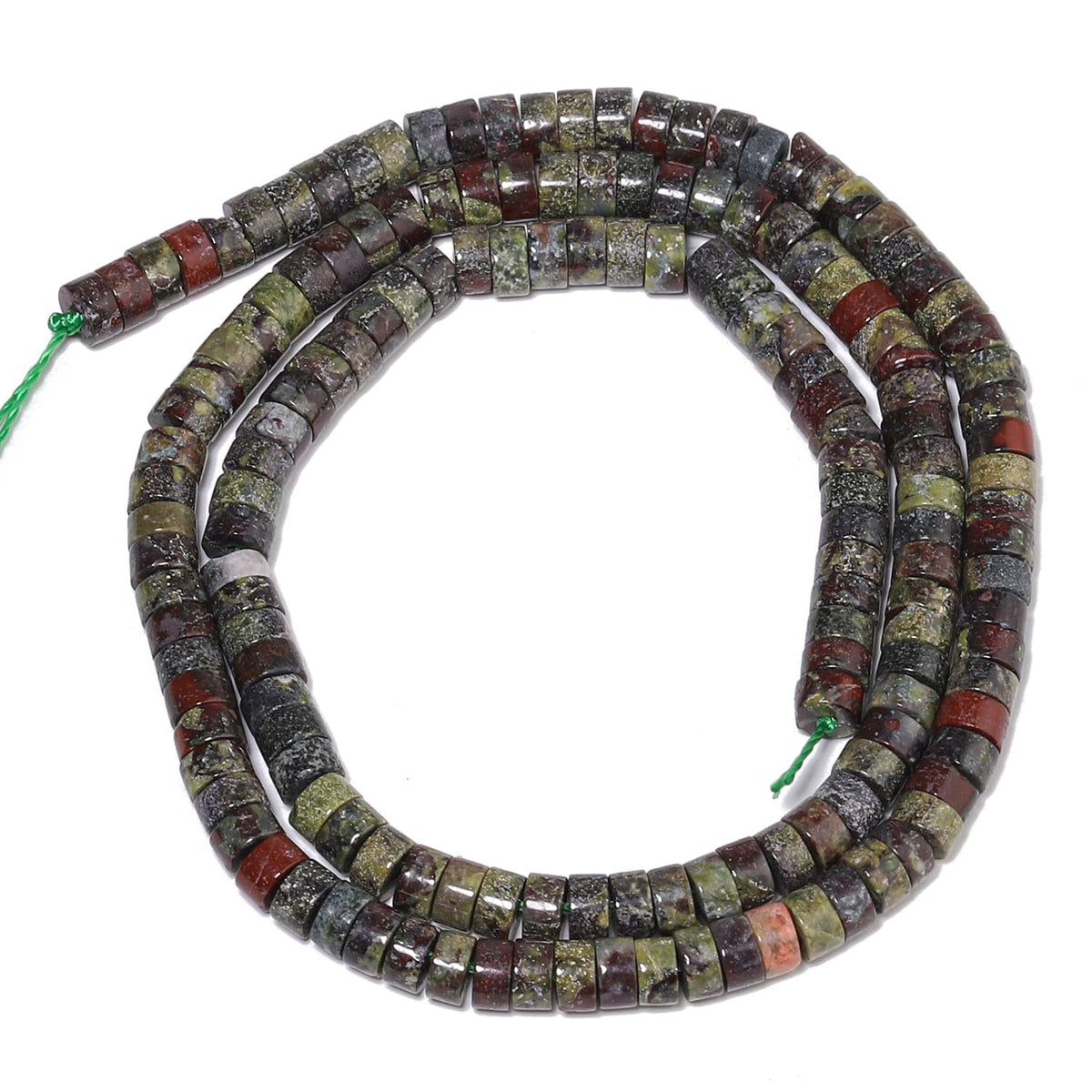 NITOPUPU 150Pcs 4×2mm Natural Dragon Blood Jasper Spacer Stone Beads for Jewelry Making Supplies, Loose Semi Flat Round Gemstone Tube Beads for Bracelets DIY Crafts