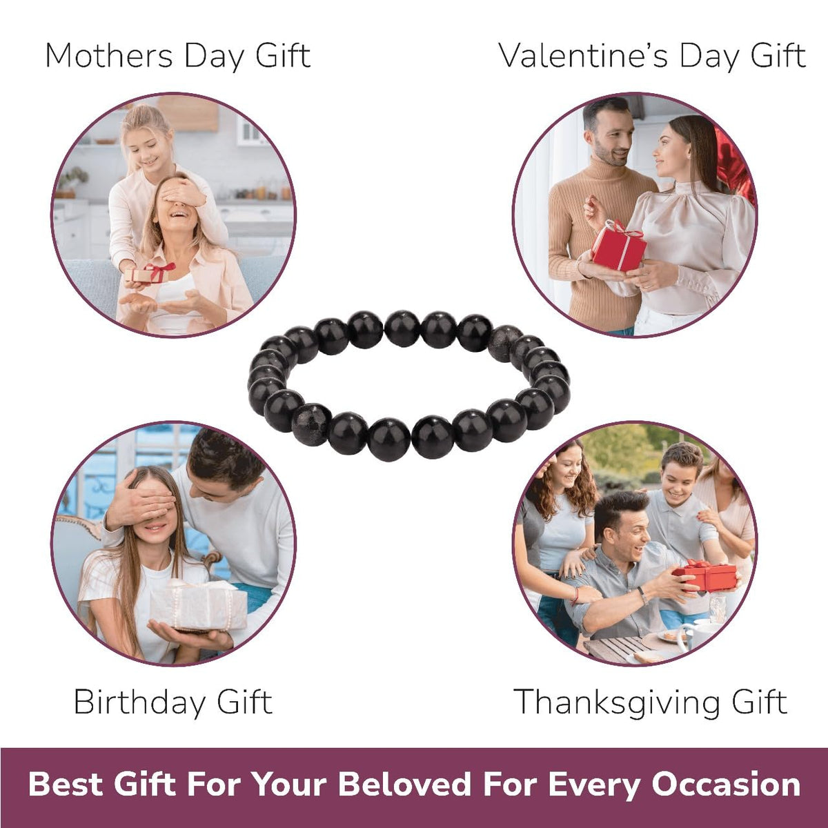 Crystal Vibe Protection Bracelet – Shungite Bracelet for Grounding Healing Energy – Natural 8mm Gemstone Beads Bracelet for Women Men