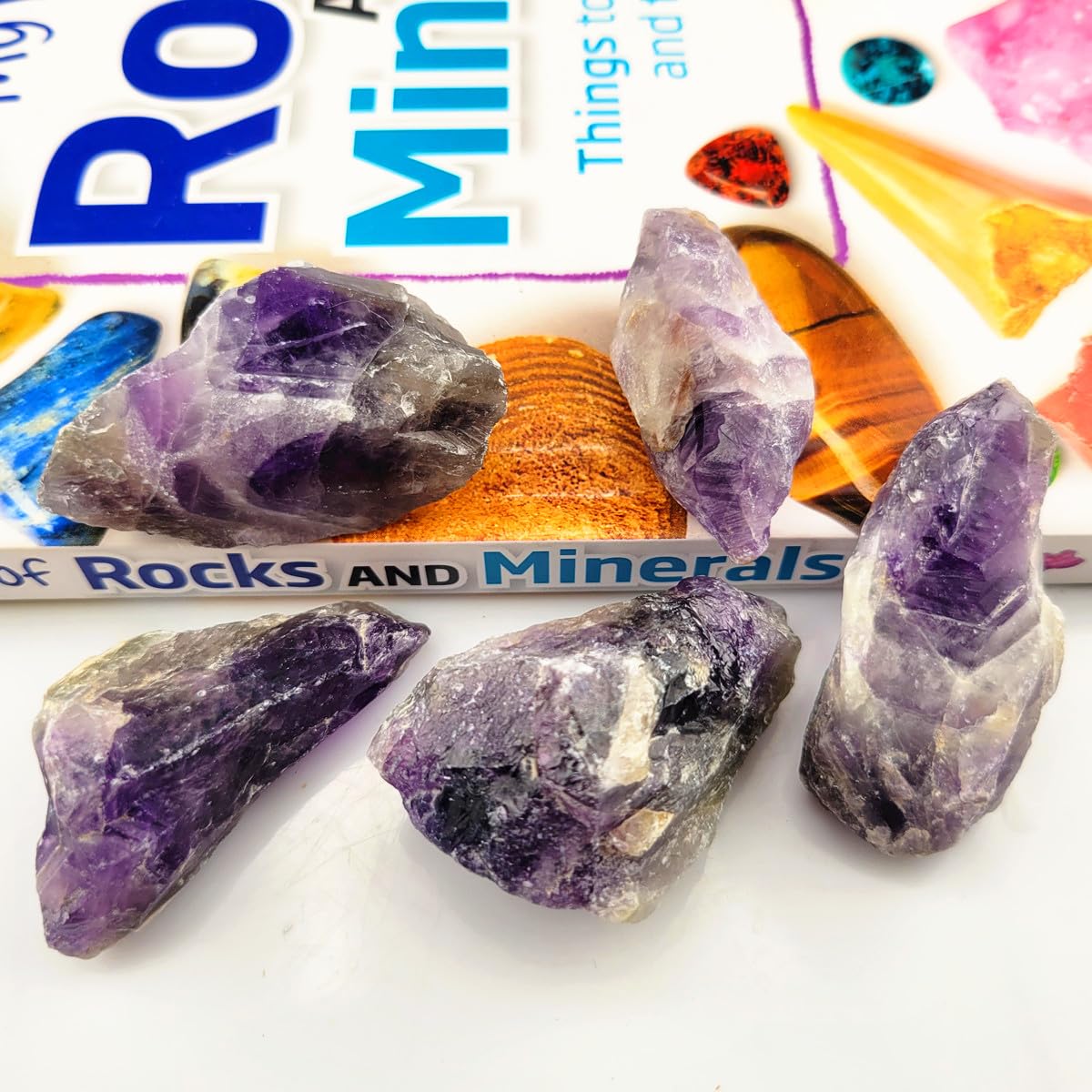 3-Pcs Amethyst Natural Raw Crystals 1''-2'' Rough Stones Rocks for Tumbling Polishing Cabbing Gemstones Crystals and Healing Stones for Wicca Reiki,Fountian Rocks for Decorations (Amethyst)