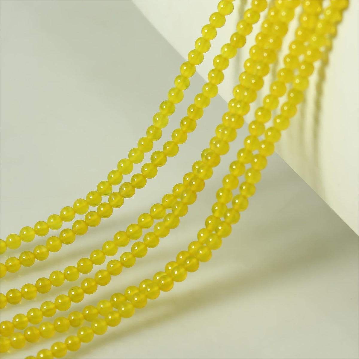 MJDCB 320pcs Natural Small Stone Beads 2mm Yellow Agate Round Smooth Loose Gemstone Bead for Jewelry Making Bracelets Earrings Necklaces Accessories