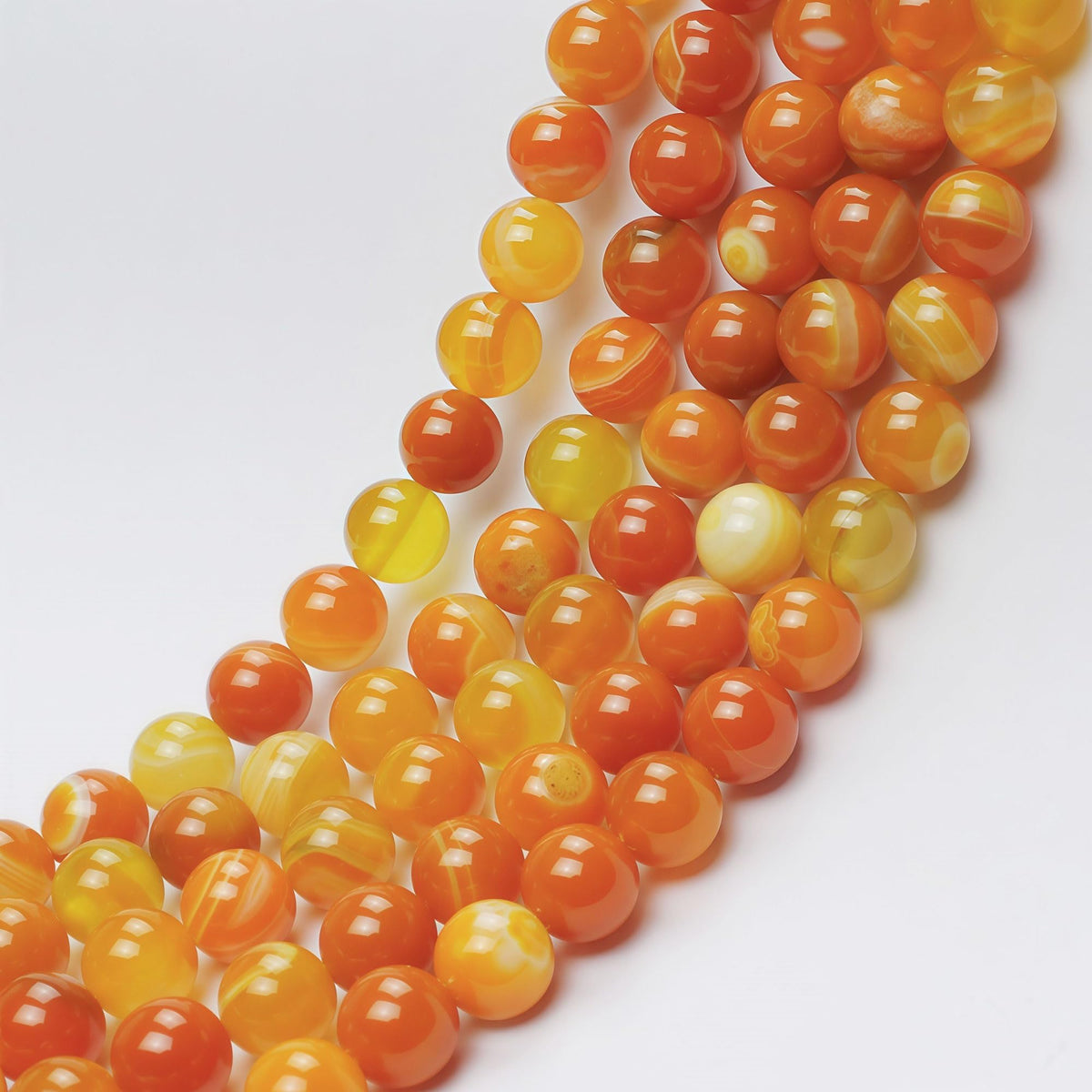 MJDCB Natural Stone Beads Orange Stripe Agate Round Loose Beads for Jewelry Making DIY Bracelet Necklace (6mm)