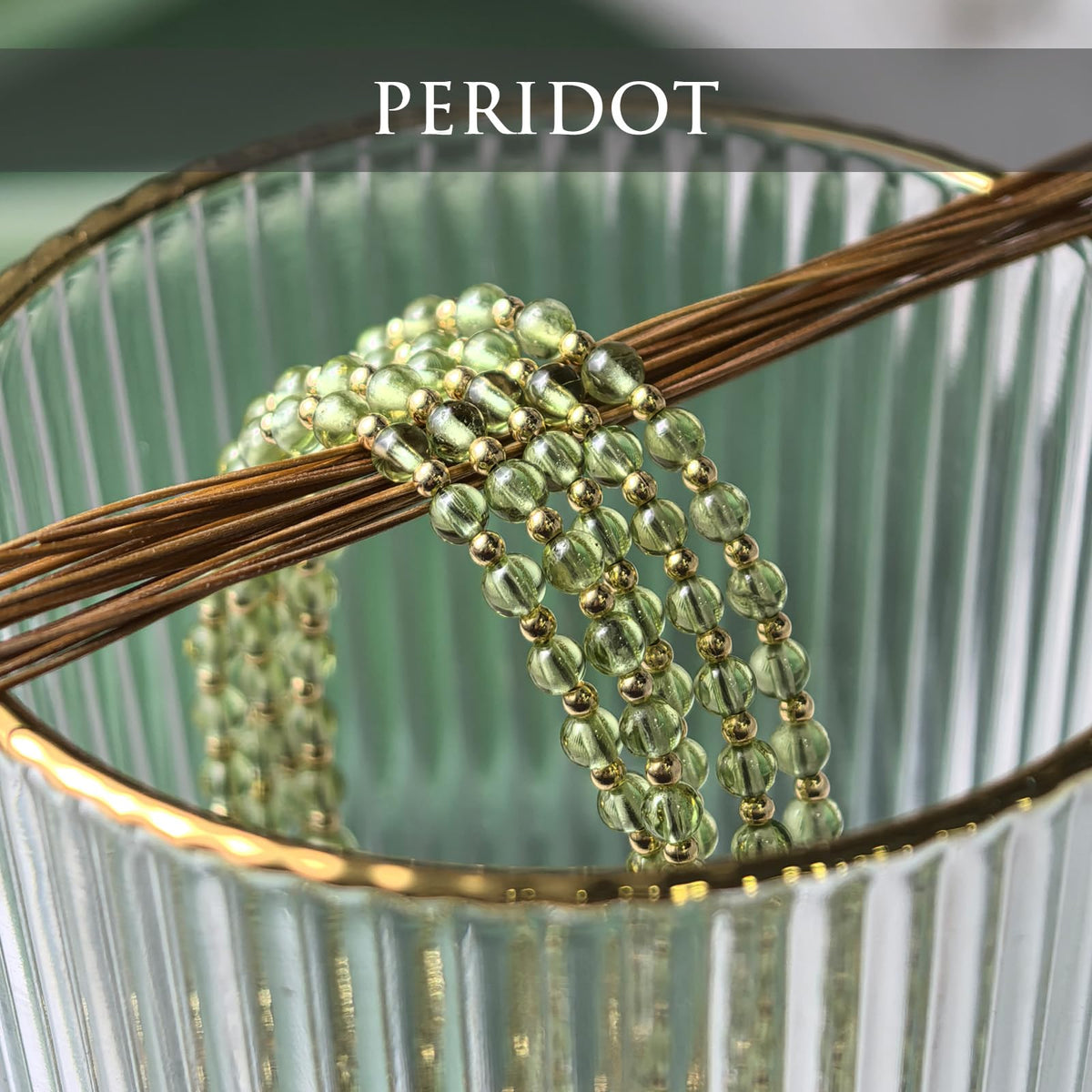 Morchic 3mm Green Peridot Quartz Natural Gemstone Beaded Bracelet for Women, Dainty Charm Jewelry, Adjustable 7.1-8.6", Ideal Birthday Holiday Gift