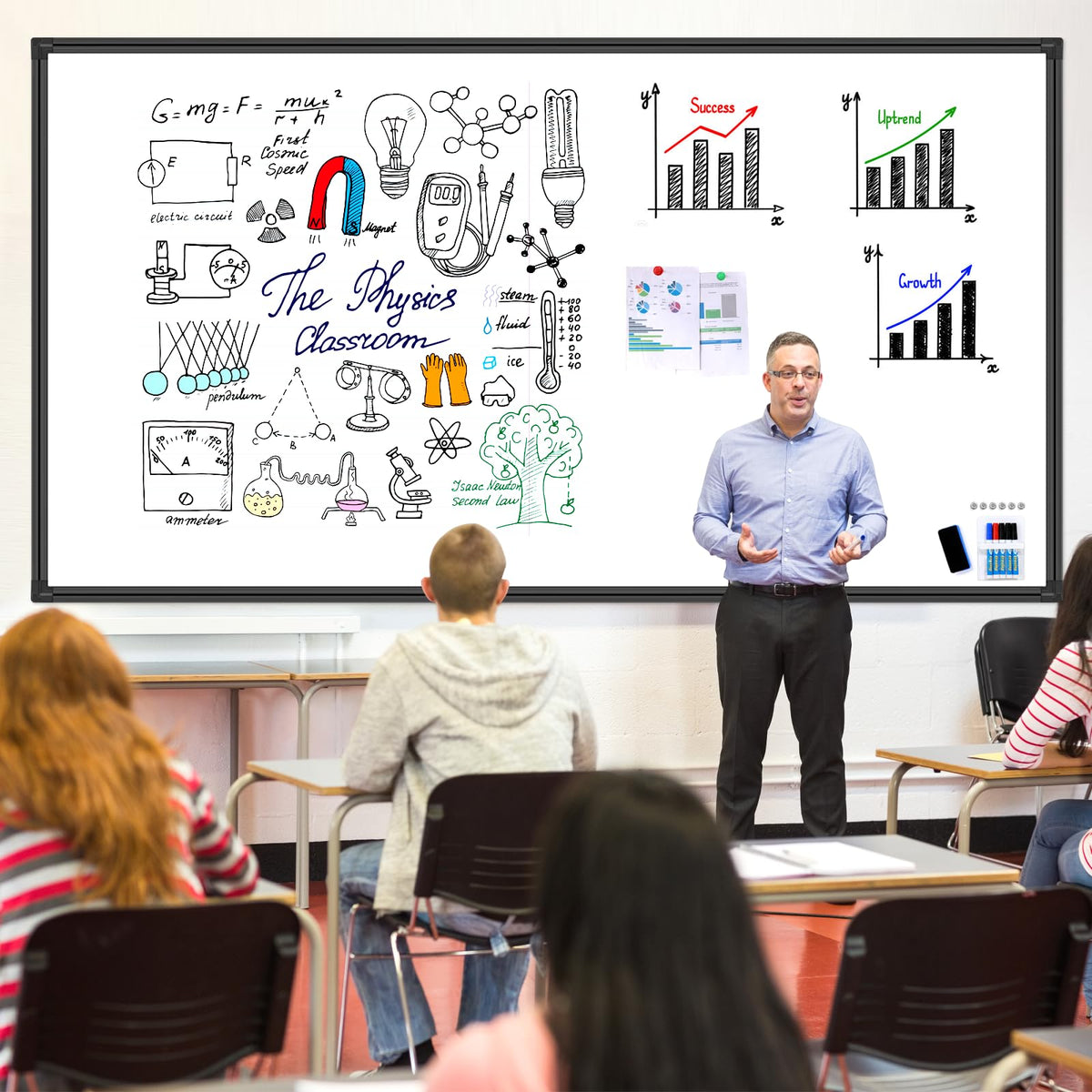 H-Qprobd 96"x48" White Board for Wall Commercial-Grade Large Magnetic Dry Erase Board with with All Kits, 4'x8' Presentation Whiteboard for Office, Gov't, Classroom & Conference Rooms, Home