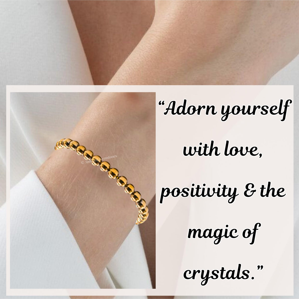 Golden Hematite Bracelet for Women Men's Gifts - Protection Healing Crystal Bracelet - 6mm Gemstone Beaded Adjustable Bracelet Pulseras Para Hombres Mujer Stocking Stuffers