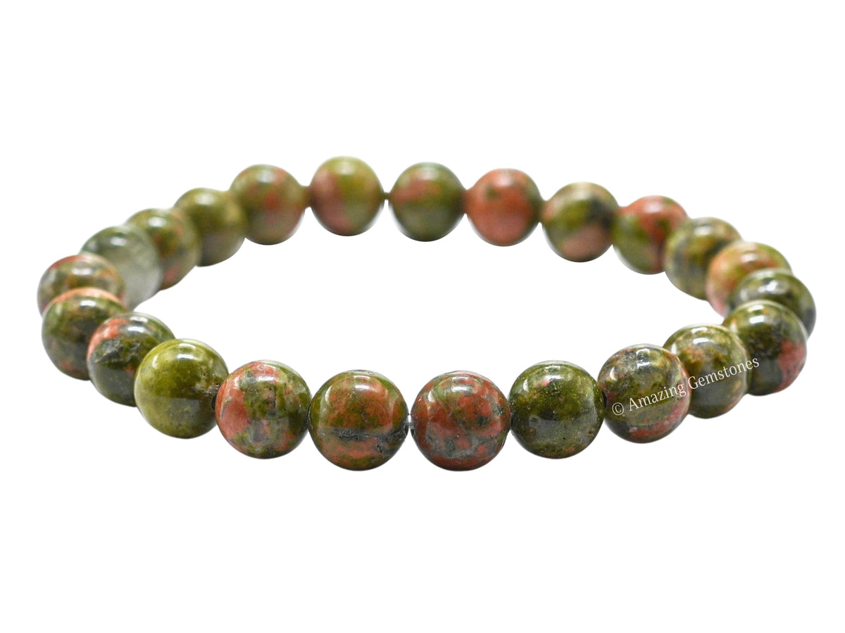 Amazing Gemstone Crystal Bracelet for Women Men's Gifts - Protection Healing Crystal Bracelet - 8mm Gemstone Beaded Stretchable Bracelet Pulseras Para Hombres Mujer Stocking Stuffers Mothers Day Gift (Unakite)
