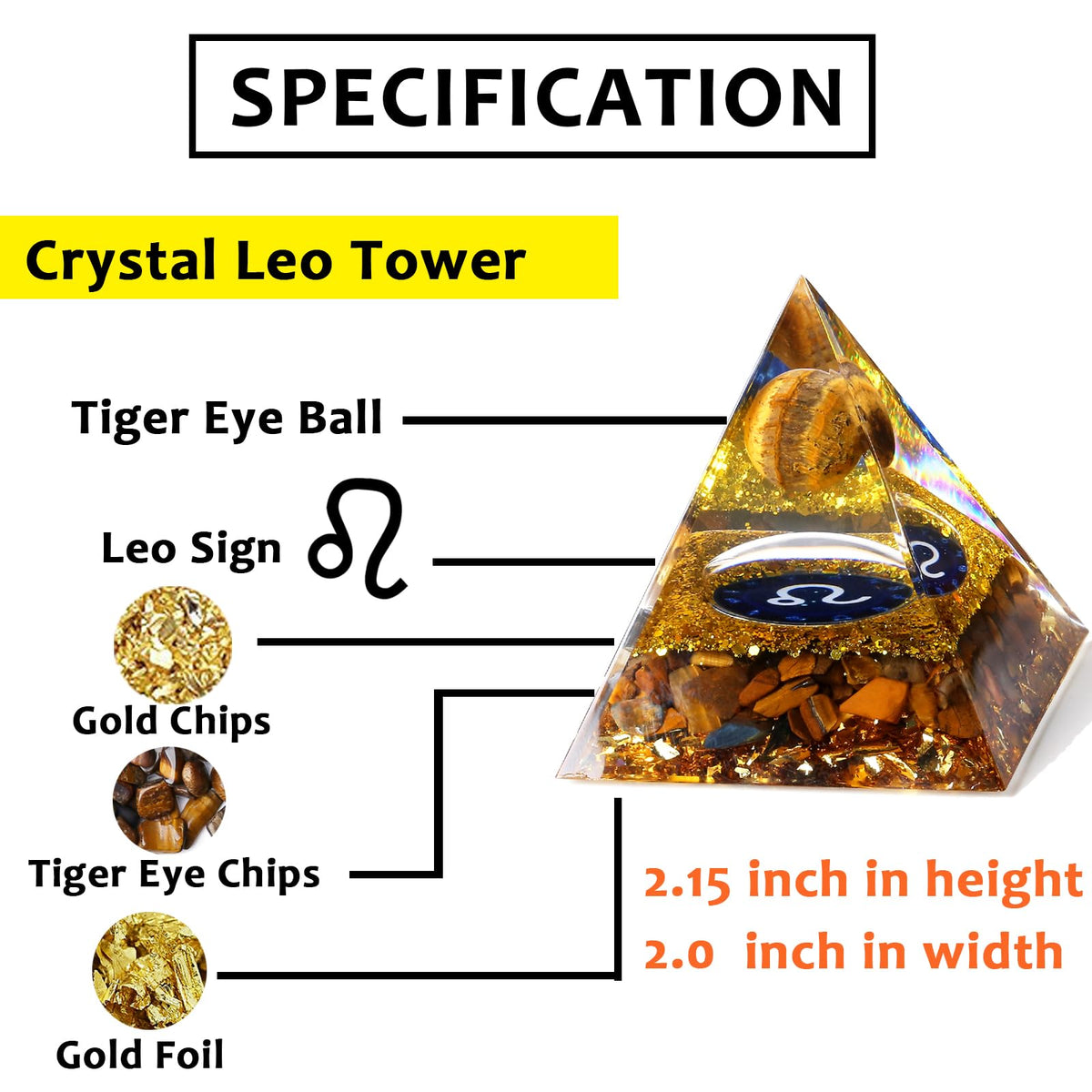 YATOJUZI 12 Zodiac Leo Birthday Gifts for Women Men Tigers Eye Healing Crystals Natural Crystal Stones Gemstones Orgonite Chakra Reiki Lucky Energy Decor for Office Desk Decorations