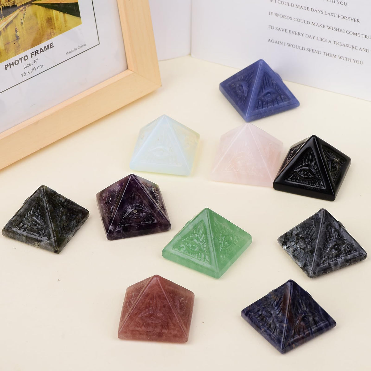 QLRSUXN Amethyst Healing Crystal Pyramid,Natural Stone Purple Pyramid for Meditation, Reiki Energy, Chakra Balancing,Energy Enhancement Great Gift for Home Decor, Office Desk, and Spiritual Practices