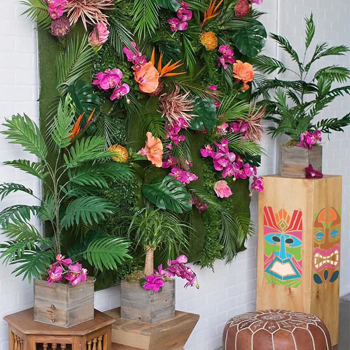 Tiki Tribe Stencils, 16 Pcs Tiki Totems Face with Open Mouth Stencils Reusable Template A4 Size for Painting on Wood Fabric Canvas Wall DIY Art Projects 6"x 12"