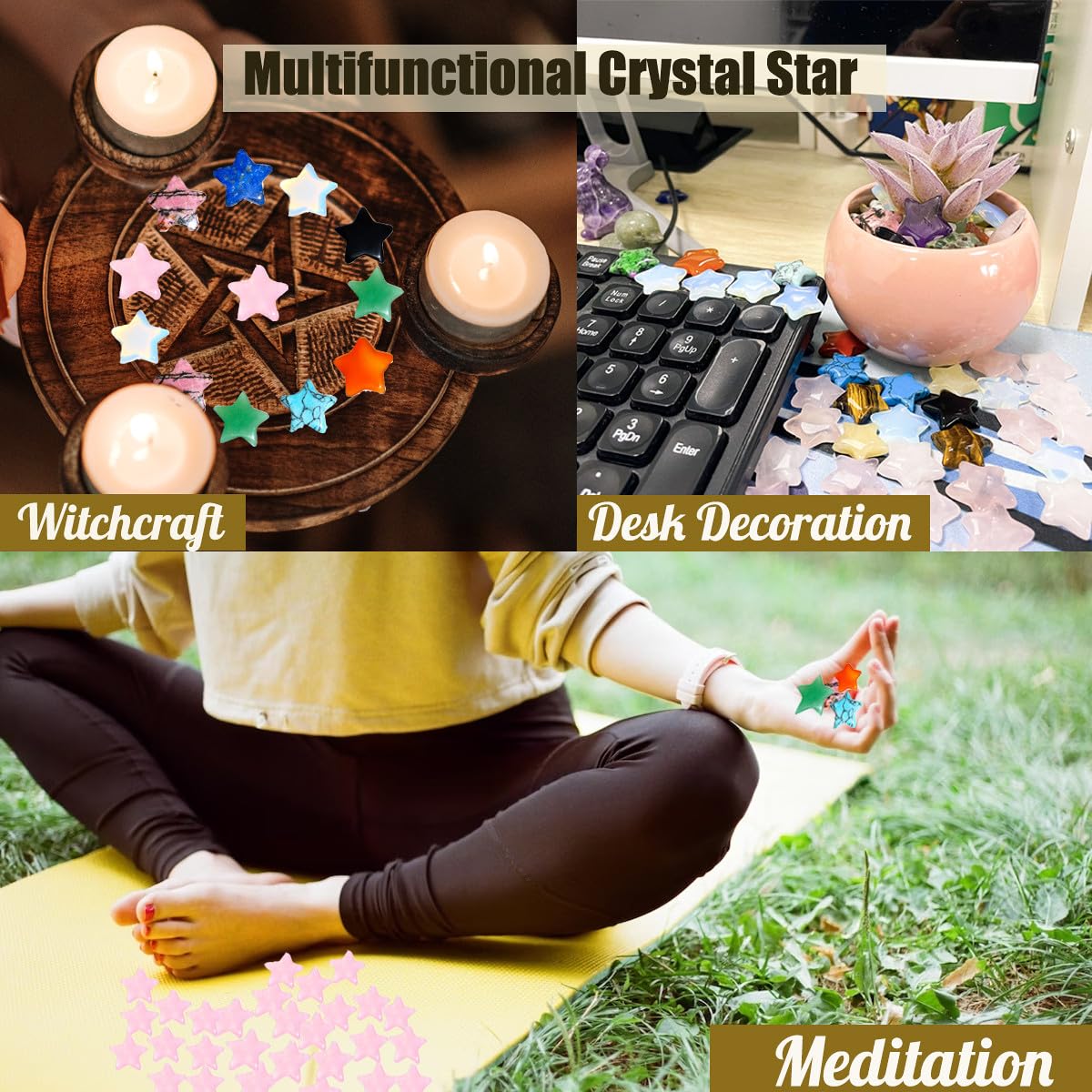 DUQGUHO 20 Pcs Amethyst Crystals Star Crystal Set Natural Healing Crystal Bulk Polished Stone Pocket Palm Protection Sacred Meditation Energy Reiki Balancing Gift