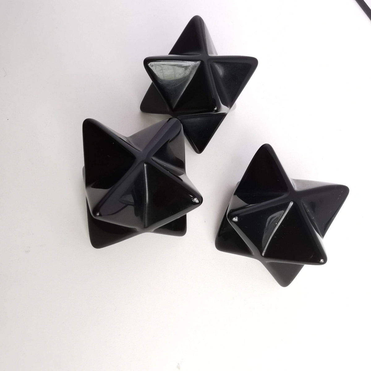 Loveliome Natural Black Obsidian Merkaba Crystal Protection Sacred Meditation Energy Generator Healing Chakra Six-Pointed Star 1 Inch
