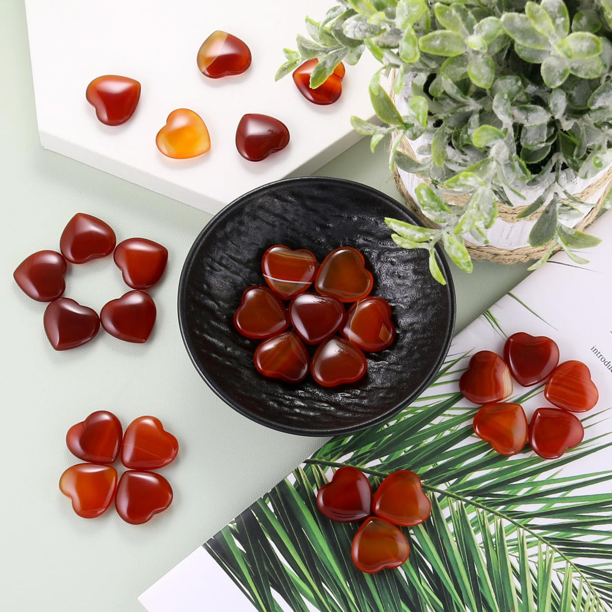 Namzi 20 Packs of Tumbled Polished Natural Carnelian Crystals Heart Stones, Crystals and Healing Stones Quartz Bulk for Wicca, Reiki, Healing Energy, Chakra Stones, Witchcraft Supplies