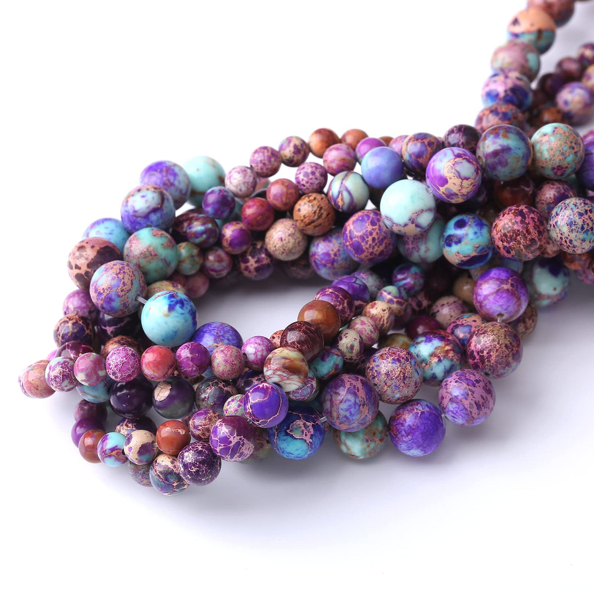 32PCS 12MM Natural Galaxy Sea Sediment Jasper Stone Beads Energy Healing Beads for DIY Jewelry Bracelet Necklace Making for Jewelry Making15Inch