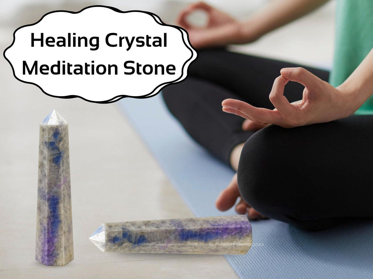 Amazing Gemstone Hackmanite Fluorescent Sodalite Crystal Towers - Natural Healing Crystal Point Obelisk for Reiki Healing and Crystal Grid (3" to 4" INCH)
