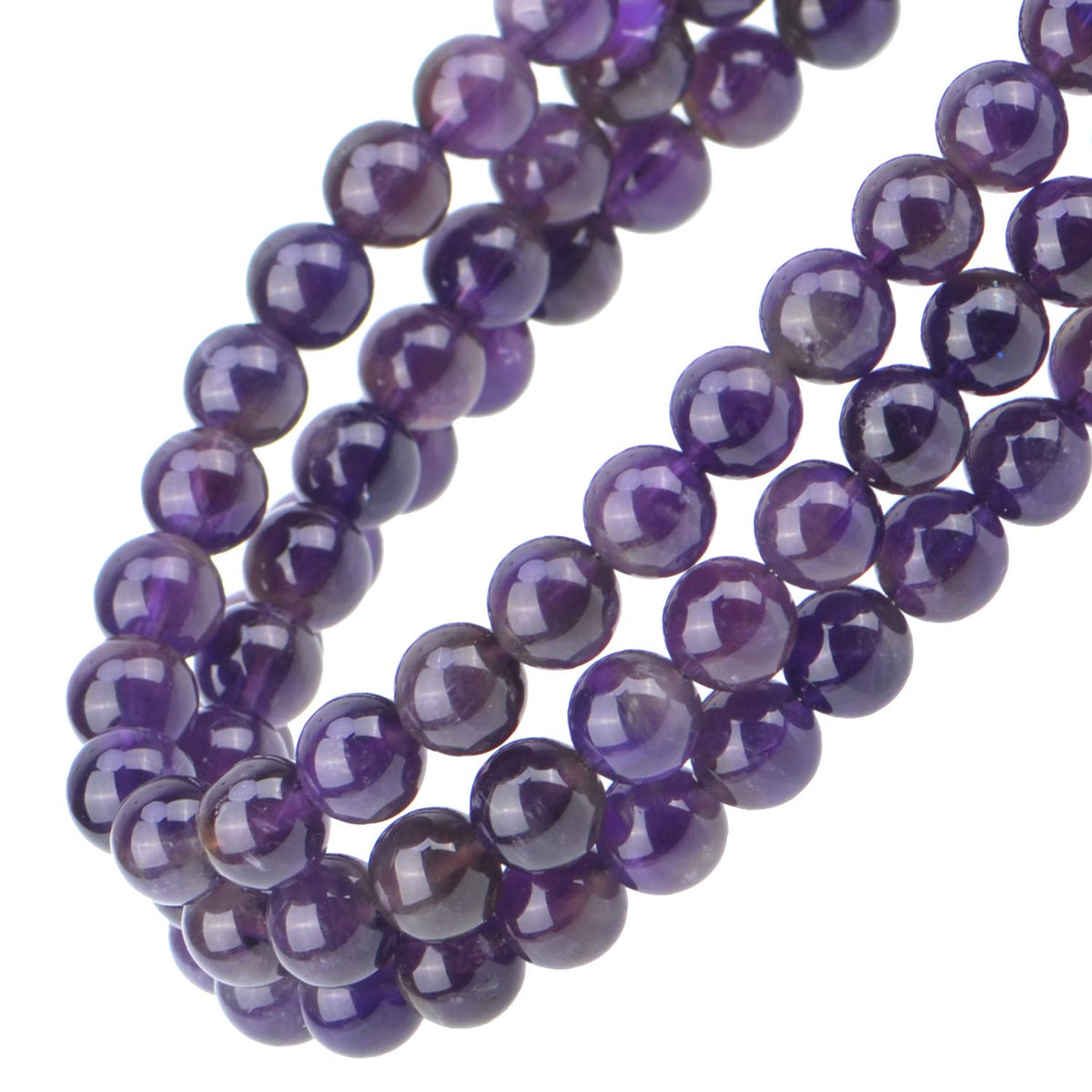 80Pcs Natural Crystal Beads Stone Gemstone Round Loose Energy Healing Beads with Free Crystal Stretch Cord for Jewelry Making (Amethyst, 10mm)