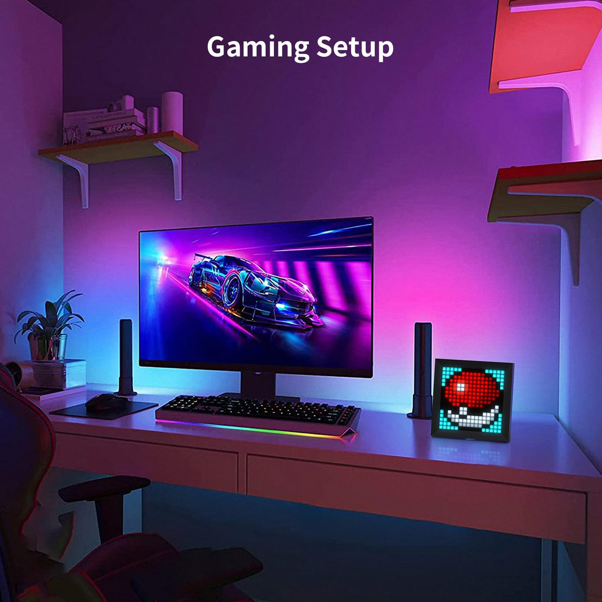 Divoom LED Light Pixel Display Panel Suit for RGB Light Bars, Smart App Control with Cool Animation Desk Setup for PC, TV, Gaming Room Decor