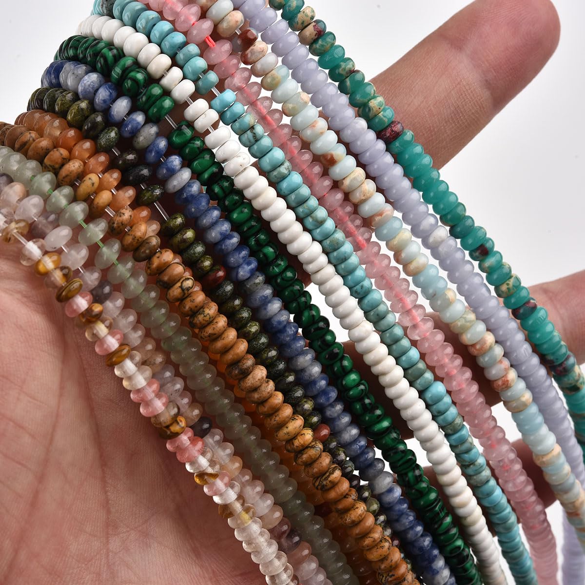 155pcs 4x2mm Synthetic Malachite Disk Rondelle Spacer Stone Semi Precious Gemstone Loose Beads for Jewelry Making 15 Inch