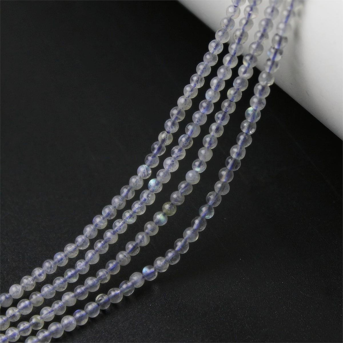 MJDCB 320pcs Natural Small Stone Beads 2mm Labradorite Round Smooth Loose Gemstone Bead for Jewelry Making Bracelets Earrings Necklaces Accessories