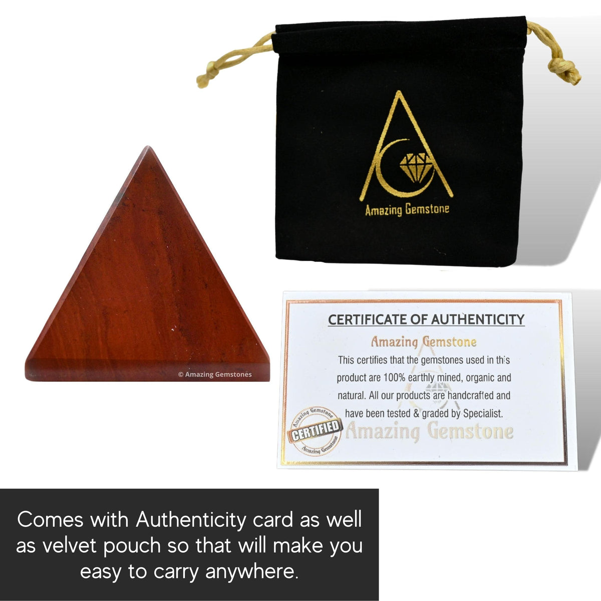 Amazing Gemstone Red Jasper Pyramid Crystal Healing Stones - 1" Great Pyramid Figurine of Natural Stone Pyramid for Meditation, Reiki, Chakra Balancing and Crystal Pyramids Grid